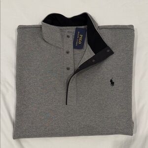 NWT Polo Ralph Lauren Men’s Big & Tall Gray Heather Mockneck 1/4 zap Size 2XLT